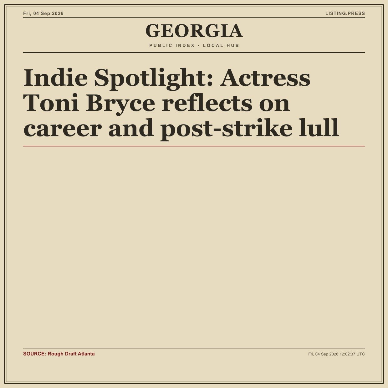 Indie Spotlight: Actress Toni Bryce reflects on career and post-strike lull
