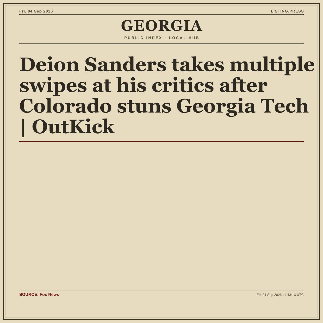Deion Sanders takes multiple swipes at his critics after Colorado stuns Georgia Tech | OutKick
