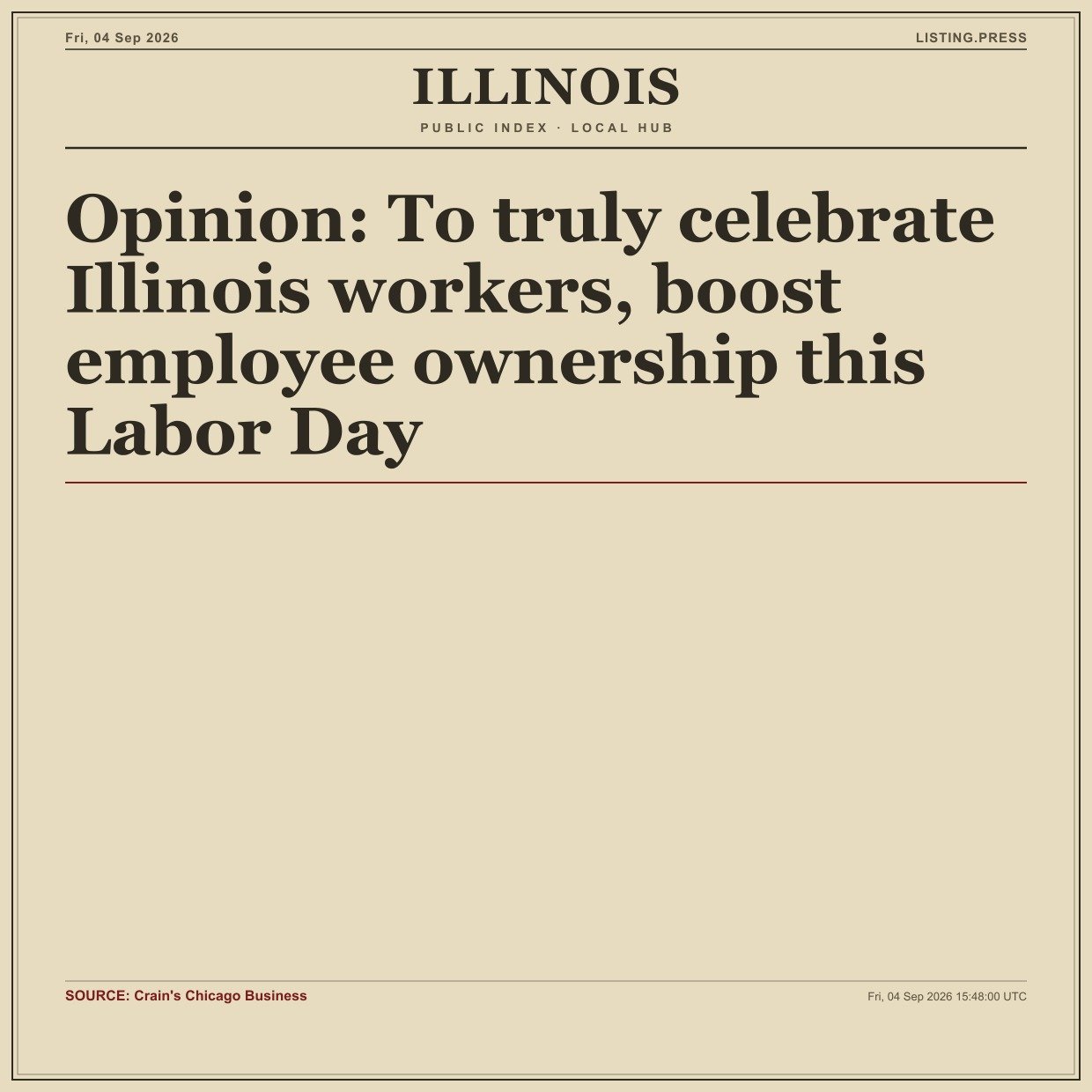 Opinion: To truly celebrate Illinois workers, boost employee ownership this Labor Day