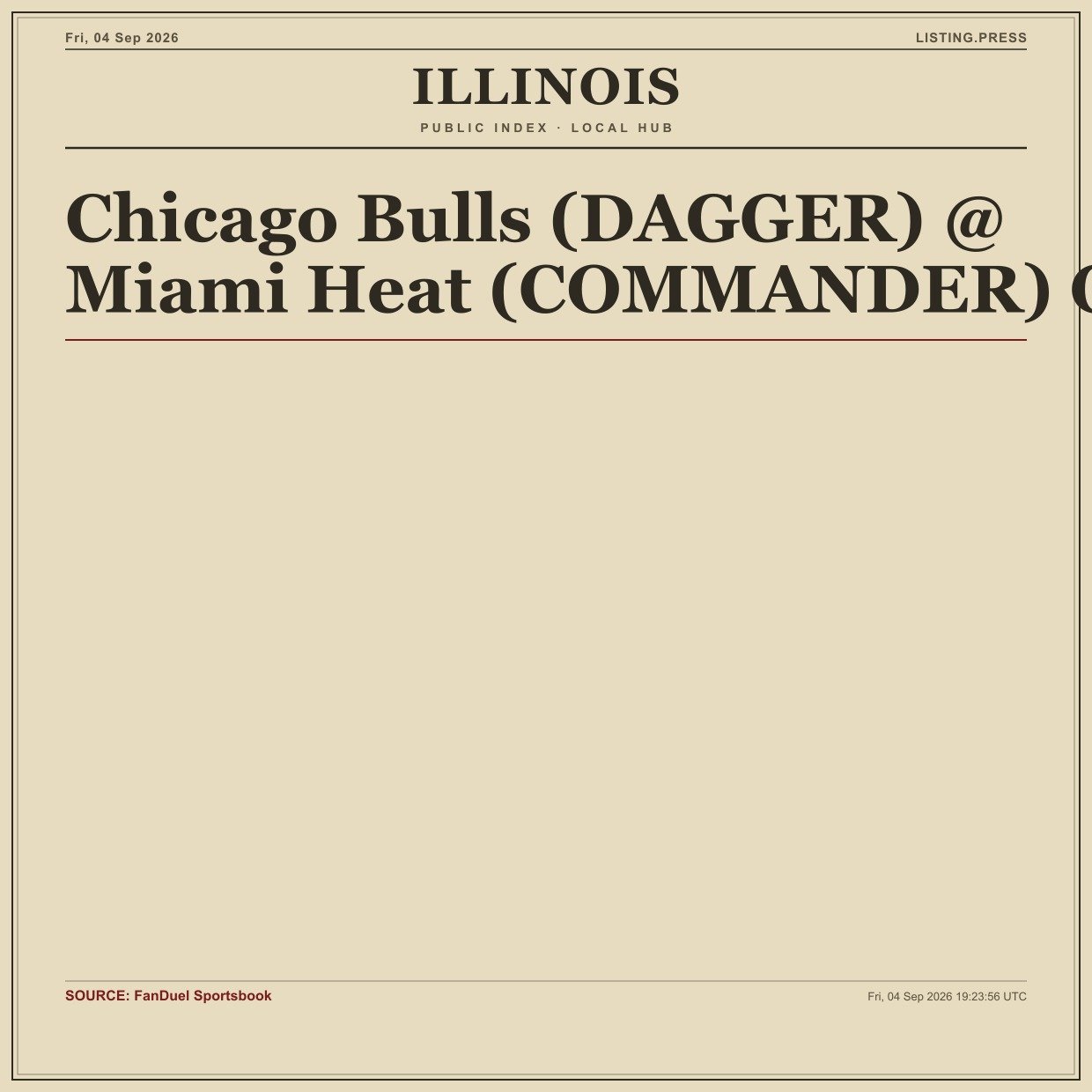 Chicago Bulls (DAGGER) @ Miami Heat (COMMANDER) Odds