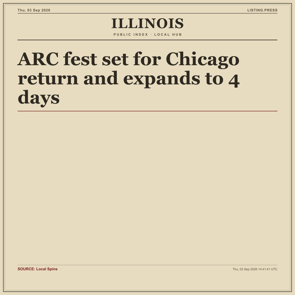 ARC fest set for Chicago return and expands to 4 days