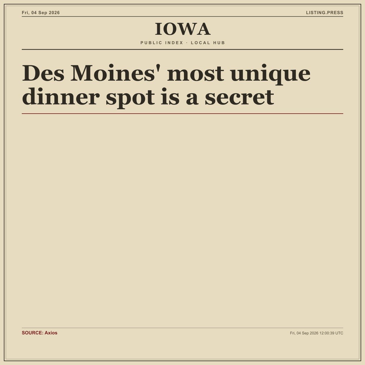 Des Moines' most unique dinner spot is a secret
