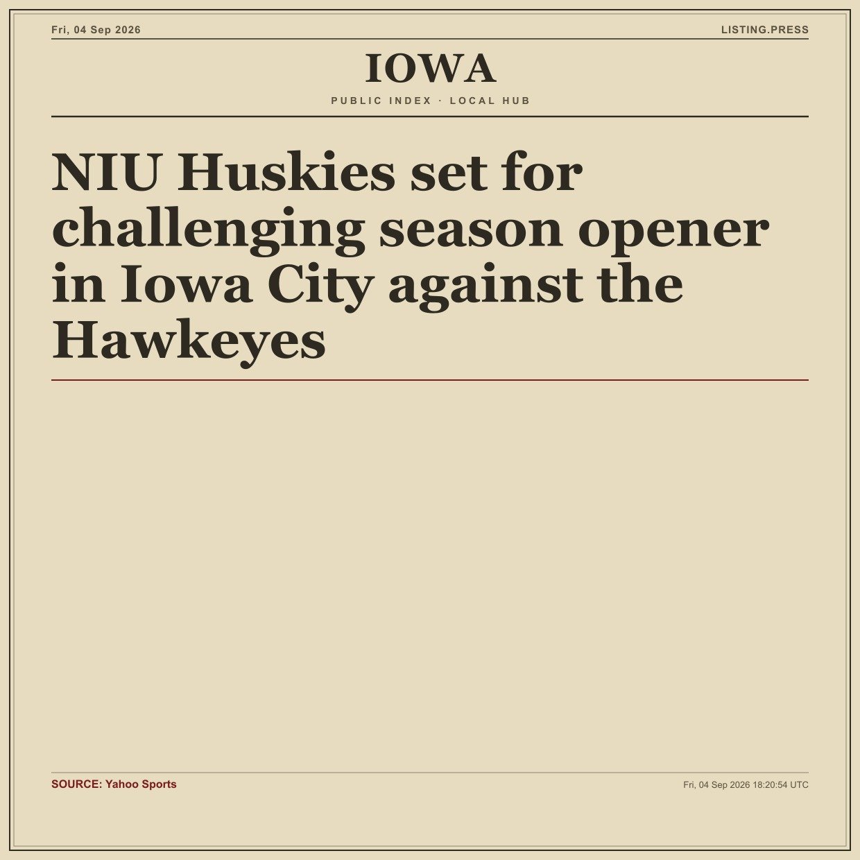 NIU Huskies set for challenging season opener in Iowa City against the Hawkeyes