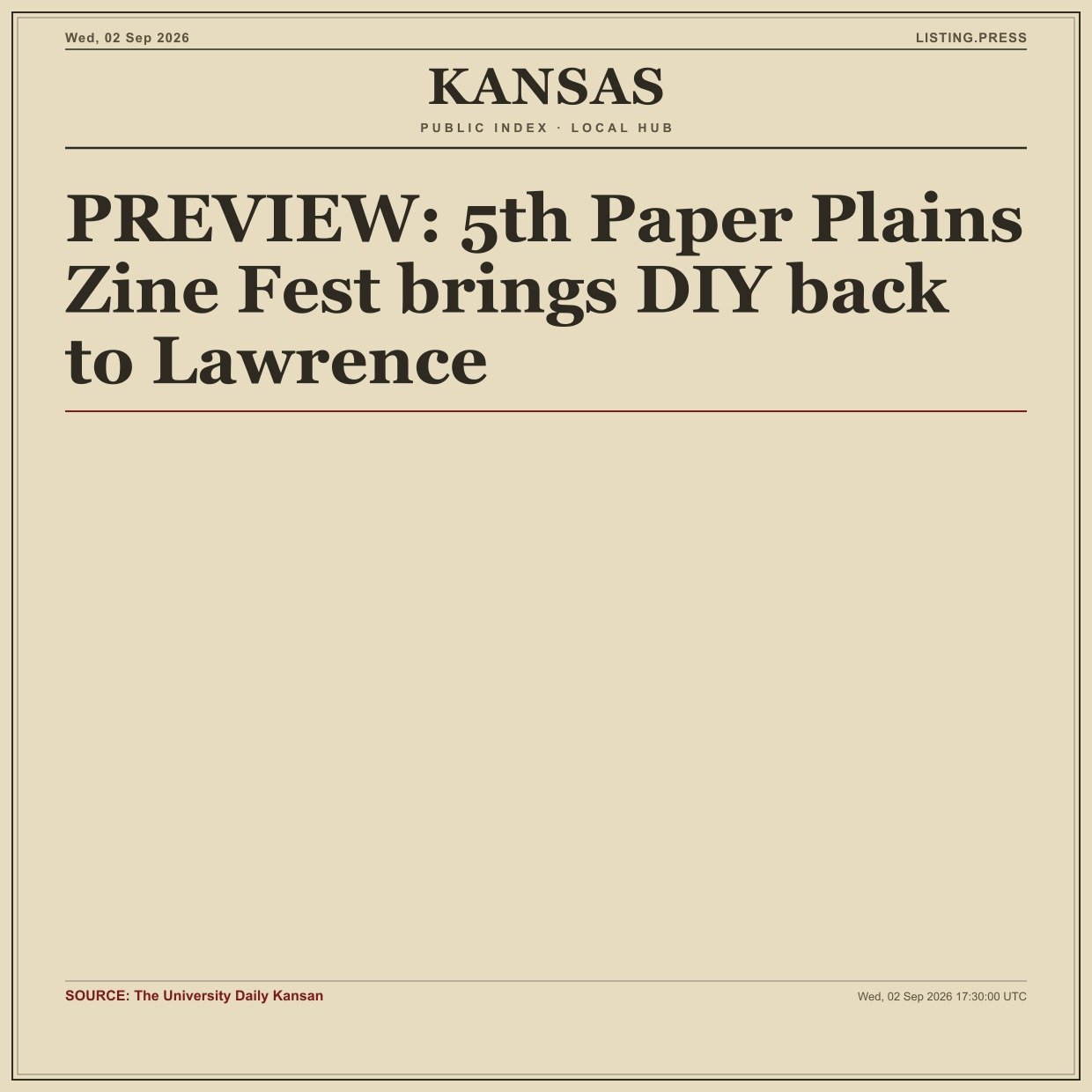 PREVIEW: 5th Paper Plains Zine Fest brings DIY back to Lawrence