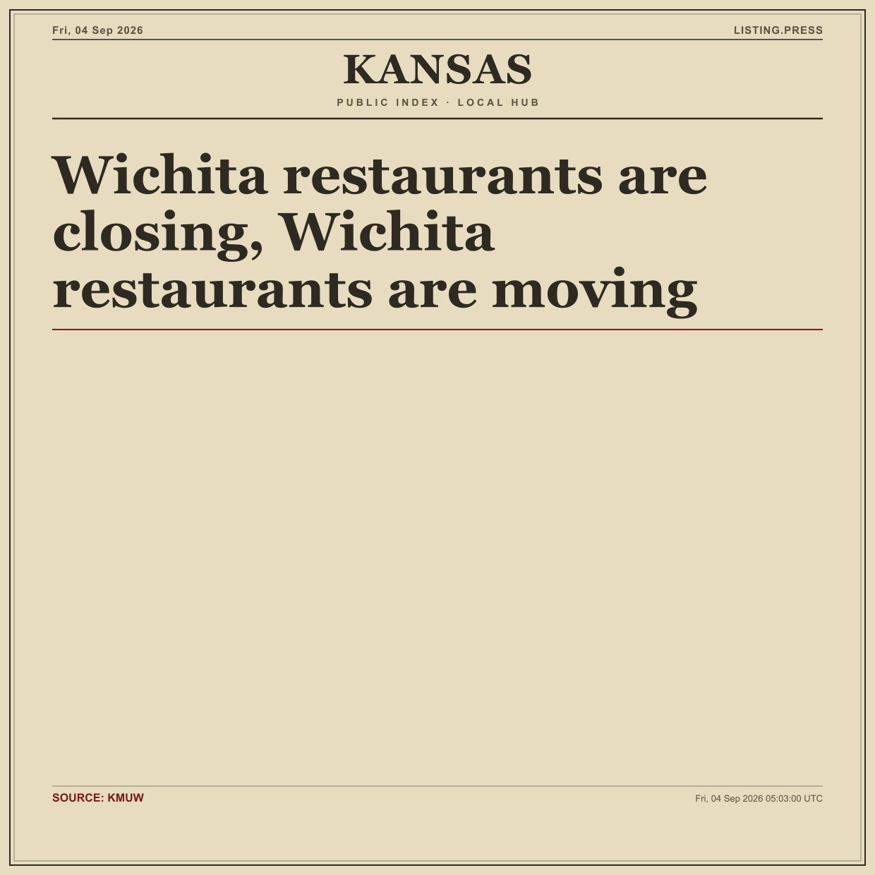 Wichita restaurants are closing, Wichita restaurants are moving