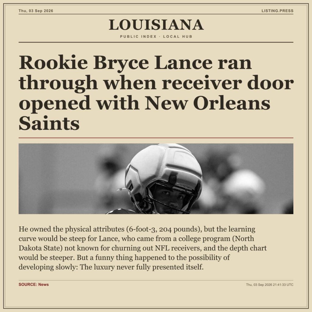 Rookie Bryce Lance ran through when receiver door opened with New Orleans Saints