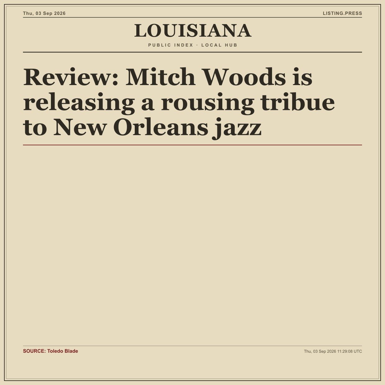 Review: Mitch Woods is releasing a rousing tribue to New Orleans jazz