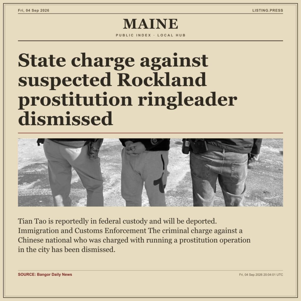 State charge against suspected Rockland prostitution ringleader dismissed