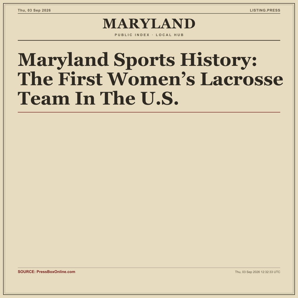 Maryland Sports History: The First Women’s Lacrosse Team In The U.S.