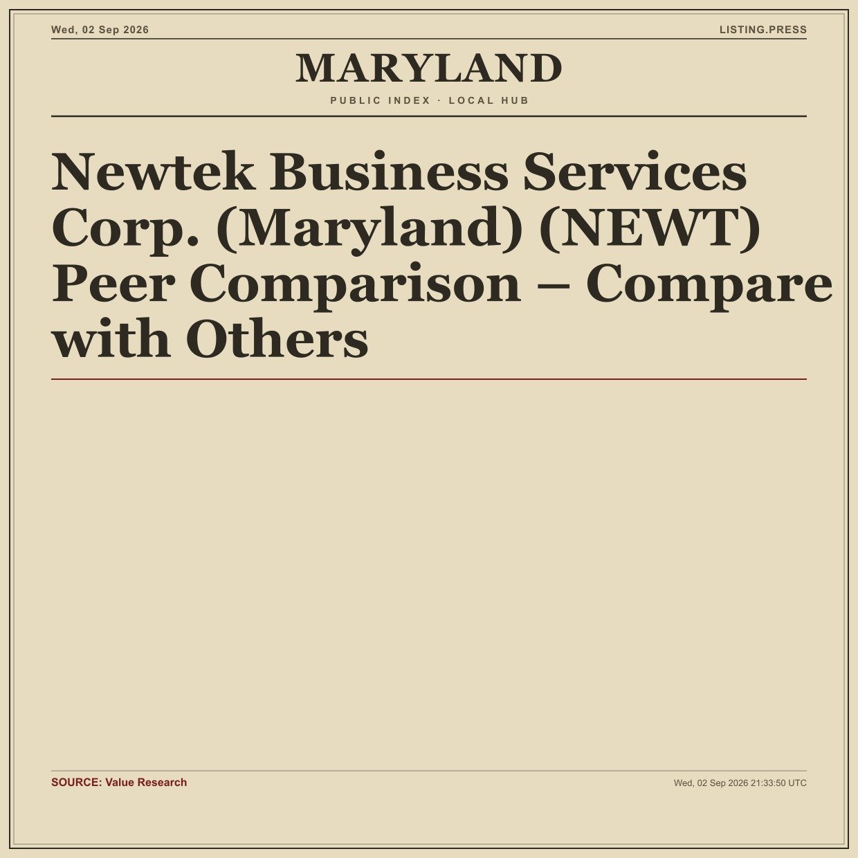 Newtek Business Services Corp. (Maryland) (NEWT) Peer Comparison – Compare with Others