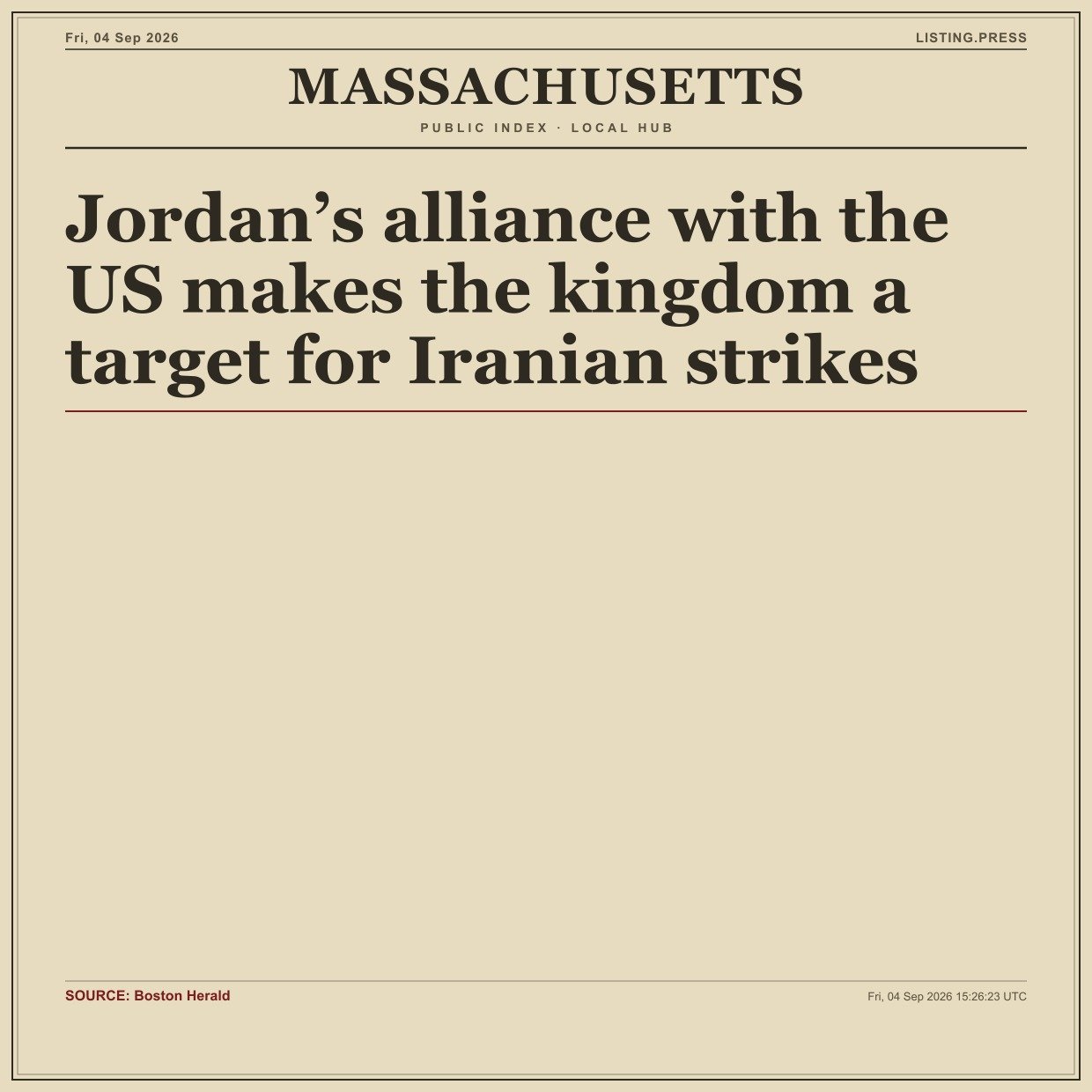 Jordan’s alliance with the US makes the kingdom a target for Iranian strikes