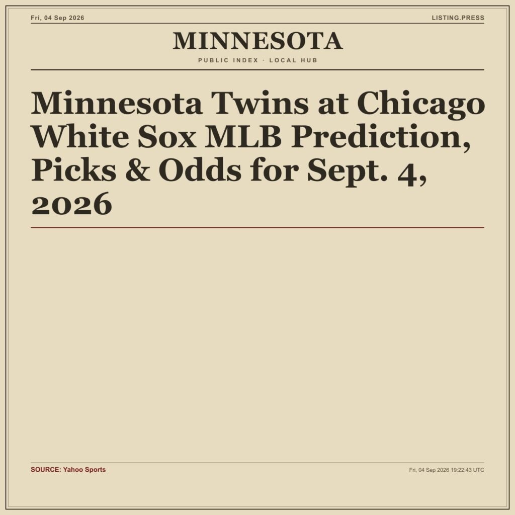 Minnesota Twins at Chicago White Sox MLB Prediction, Picks & Odds for Sept. 4, 2026
