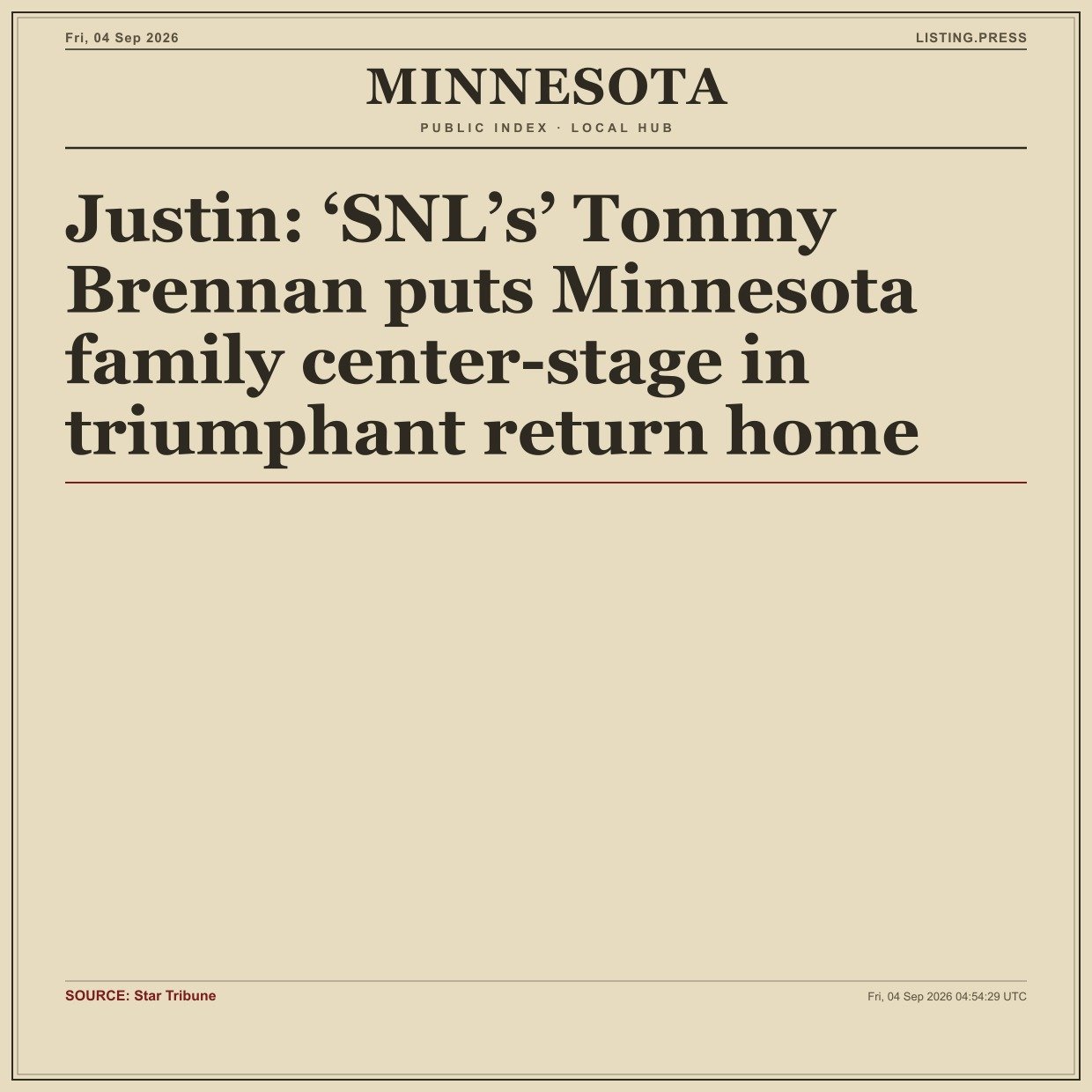 Justin: ‘SNL’s’ Tommy Brennan puts Minnesota family center-stage in triumphant return home
