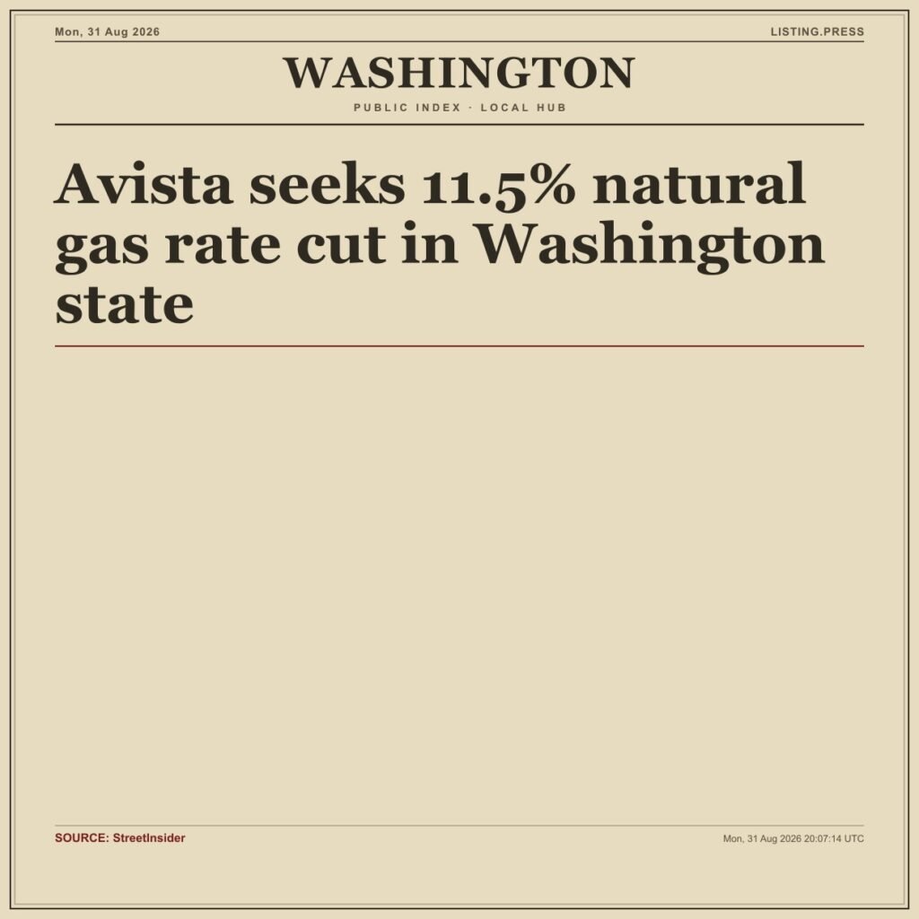 Avista seeks 11.5% natural gas rate cut in Washington state