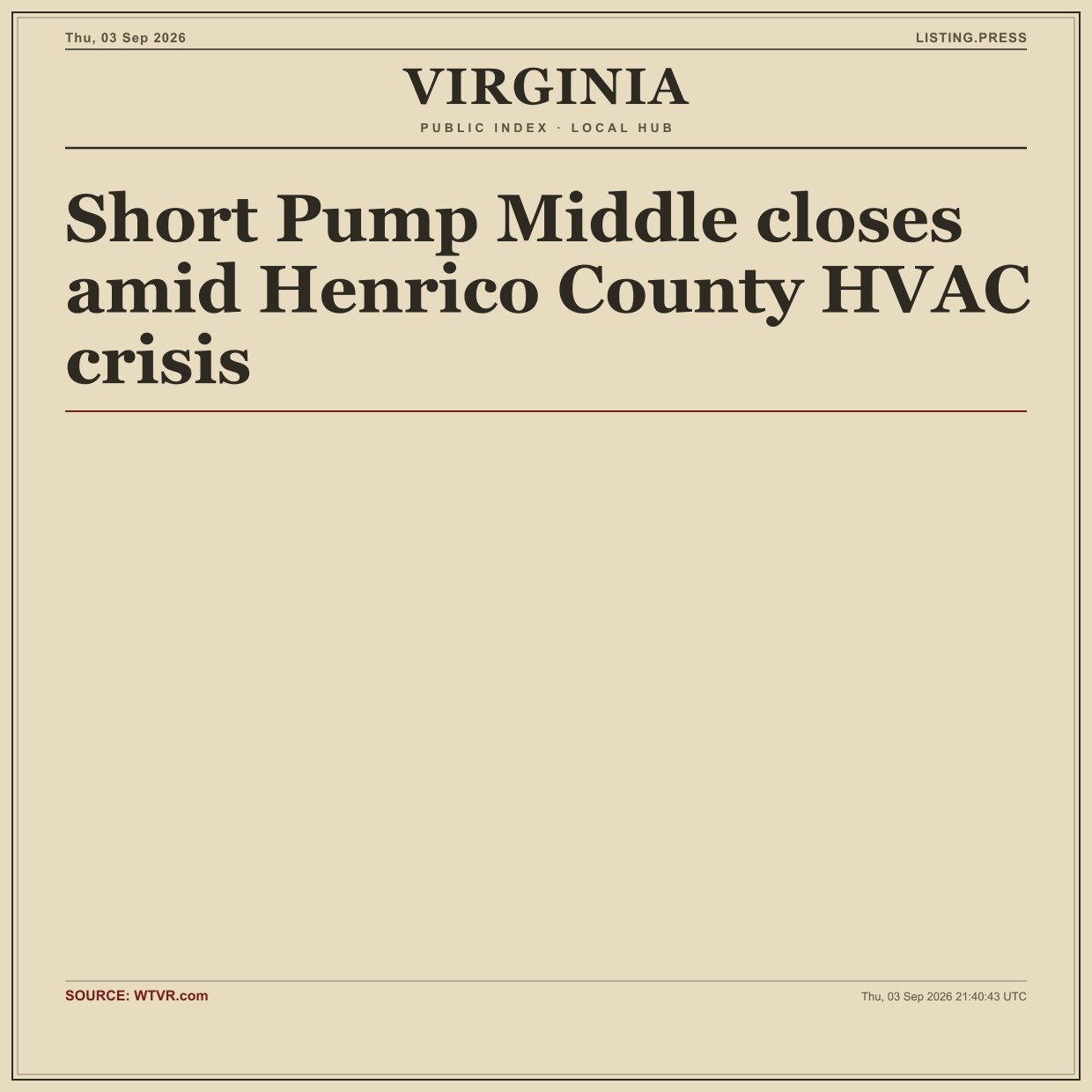 Short Pump Middle closes amid Henrico County HVAC crisis