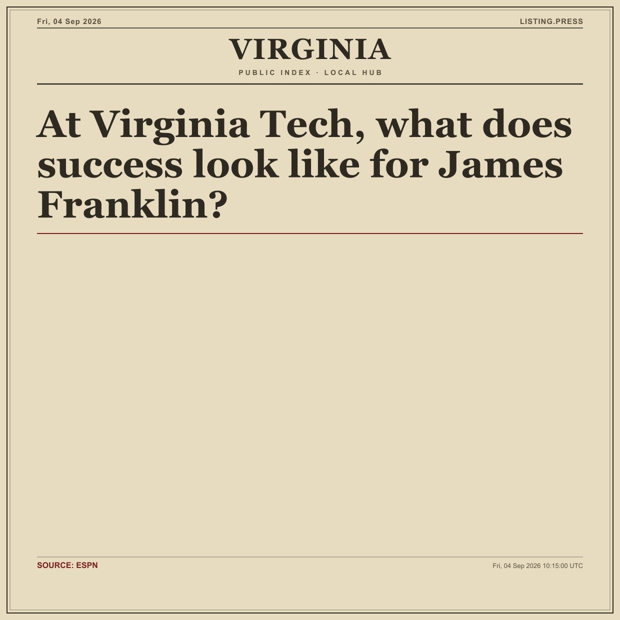 At Virginia Tech, what does success look like for James Franklin?