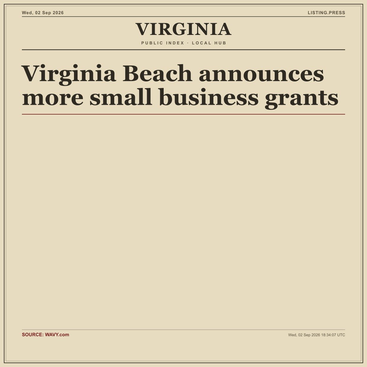 Virginia Beach announces more small business grants