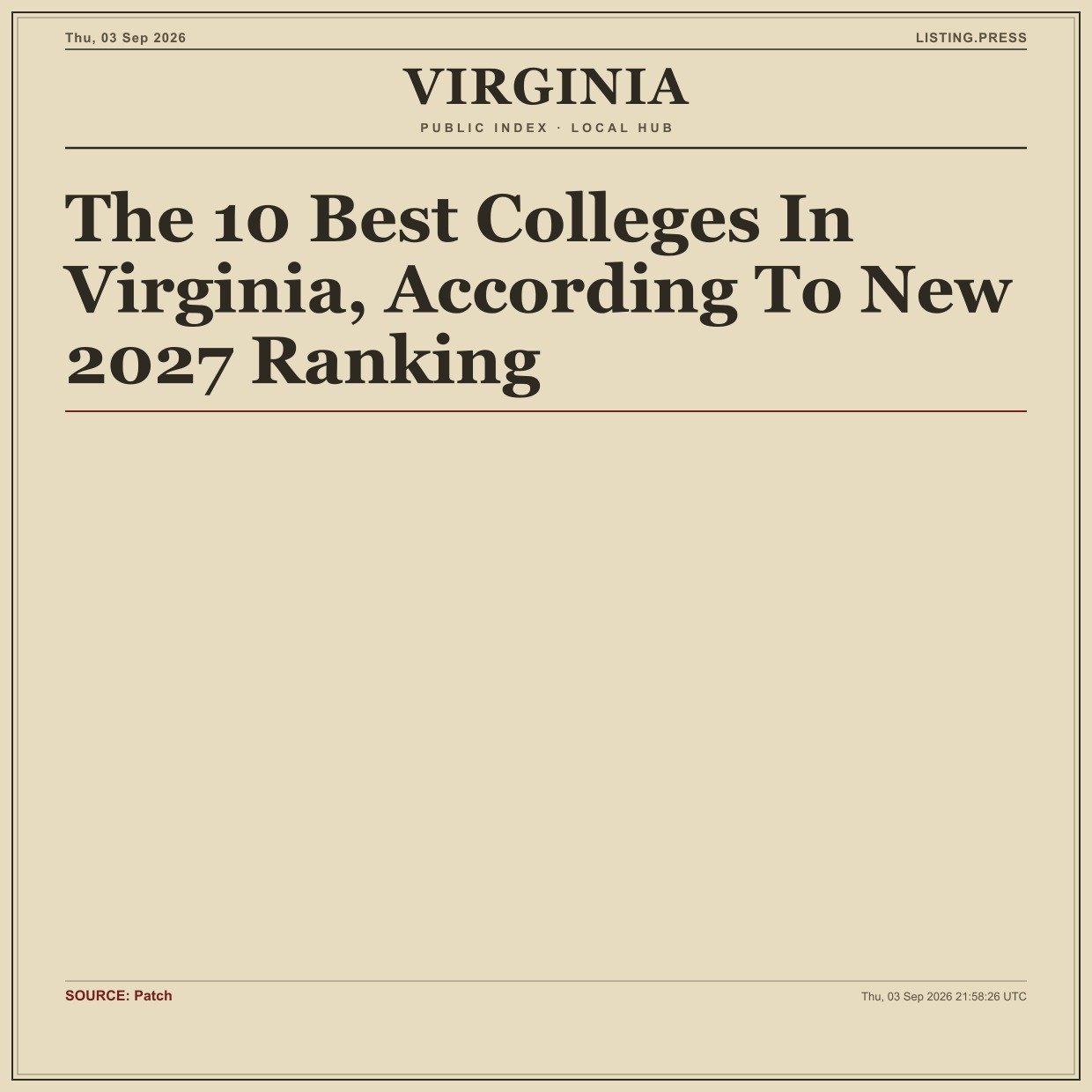 The 10 Best Colleges In Virginia, According To New 2027 Ranking