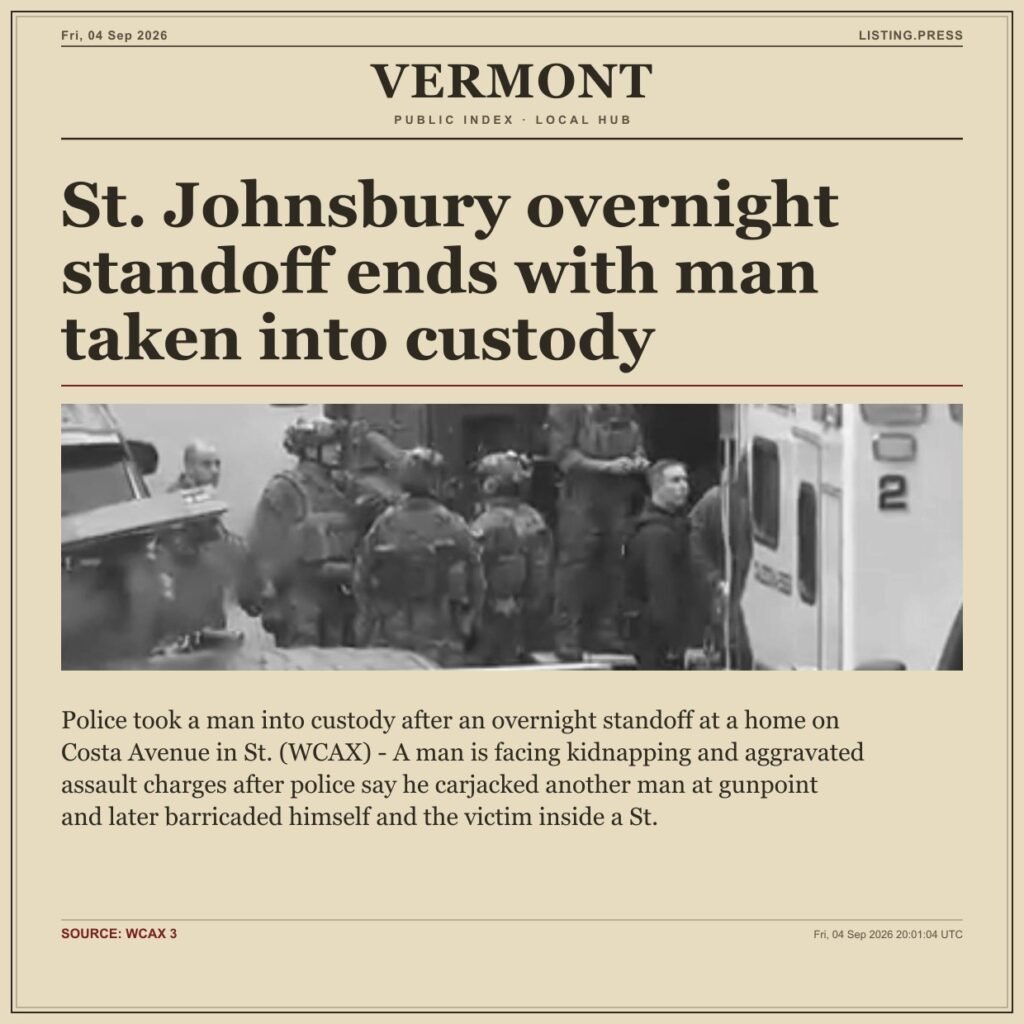 St. Johnsbury overnight standoff ends with man taken into custody