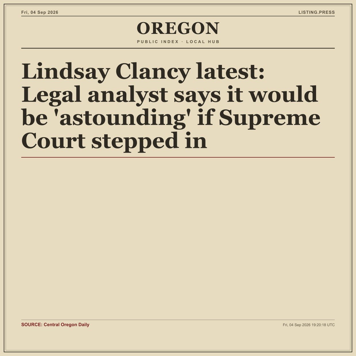 Lindsay Clancy latest: Legal analyst says it would be 'astounding' if Supreme Court stepped in