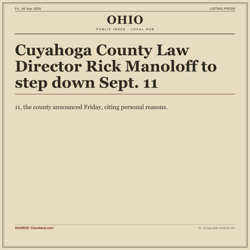 Cuyahoga County Law Director Rick Manoloff to step down Sept. 11