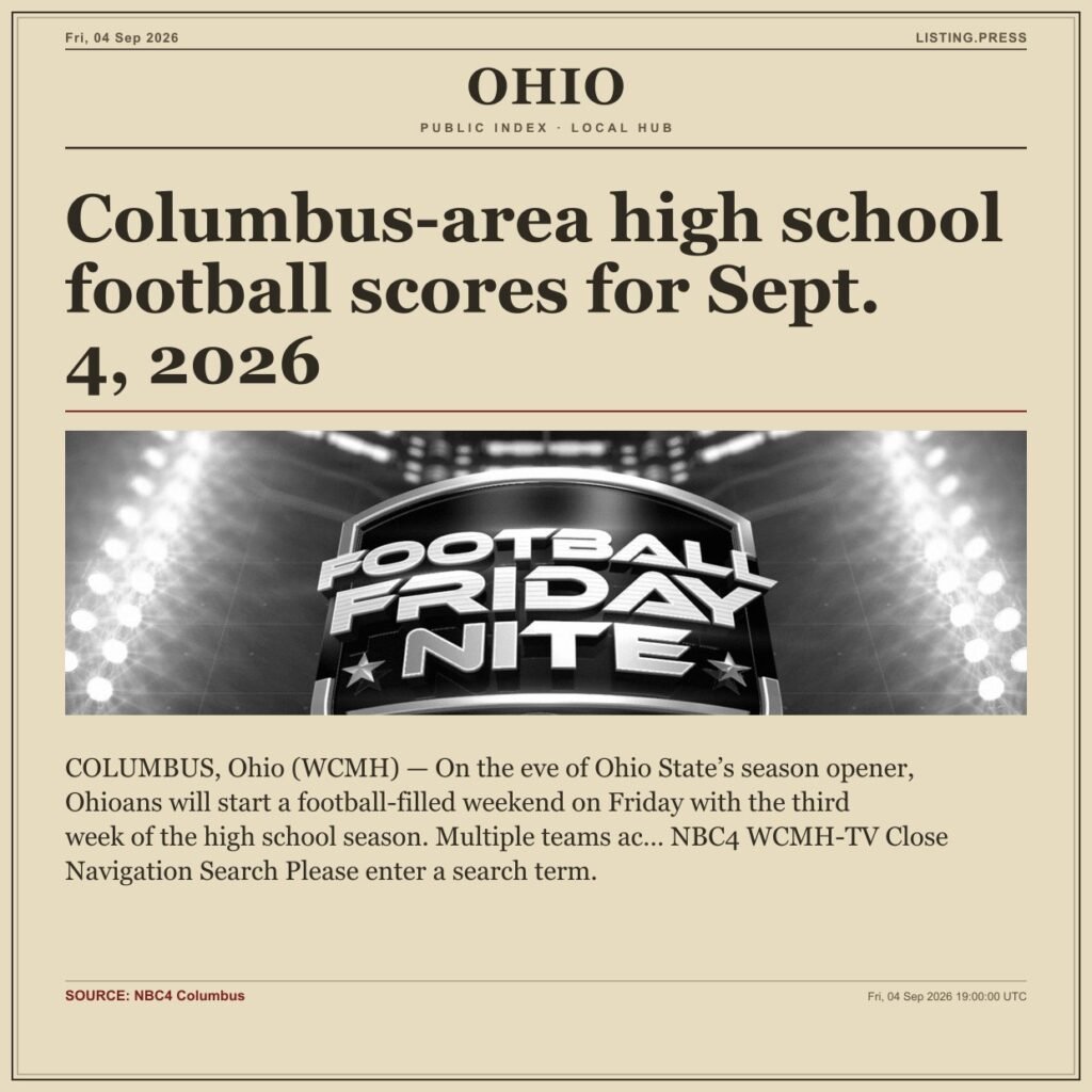 Columbus-area high school football scores for Sept. 4, 2026