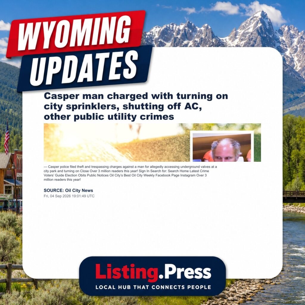 Casper man charged with turning on city sprinklers, shutting off AC, other public utility crimes
