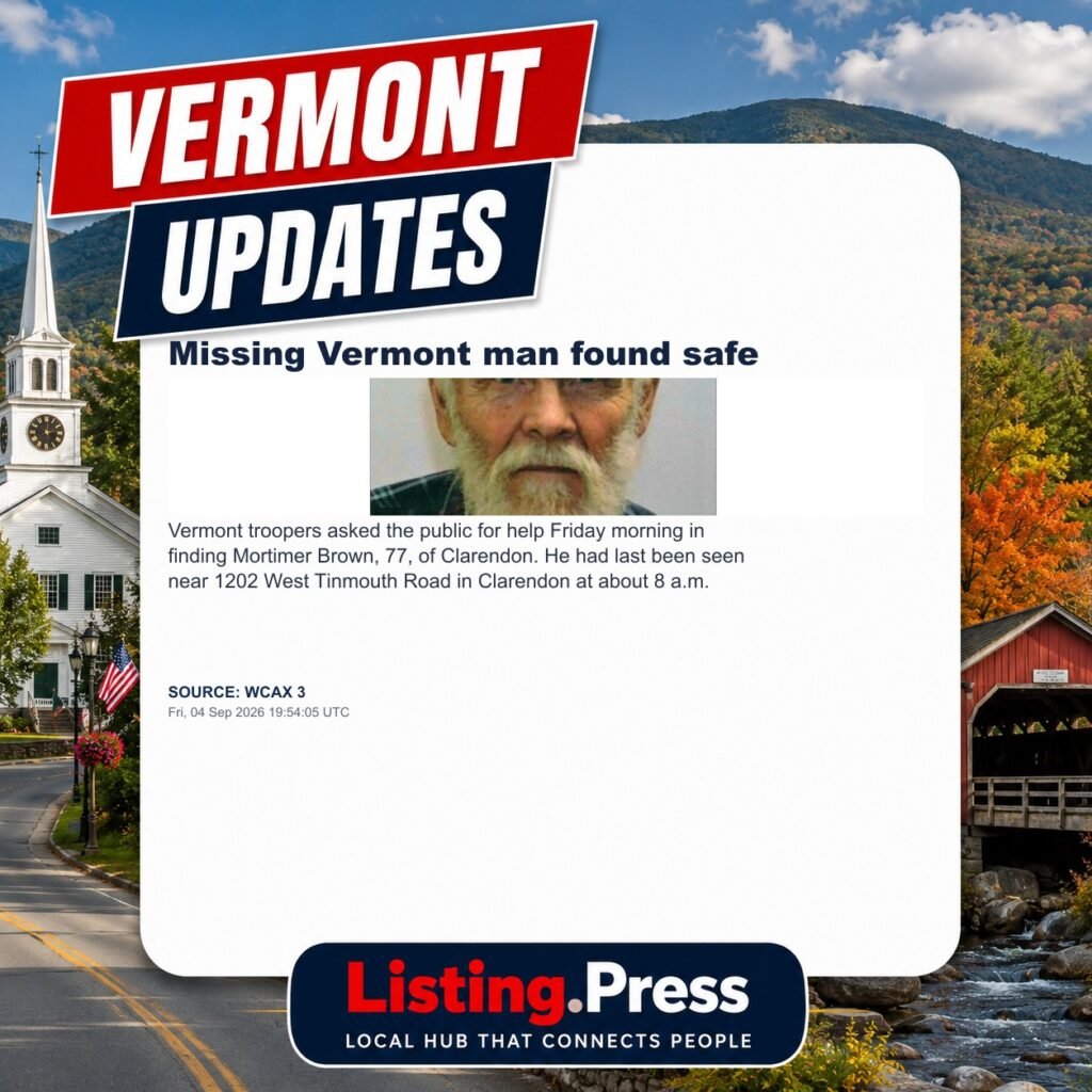 Missing Vermont man found safe