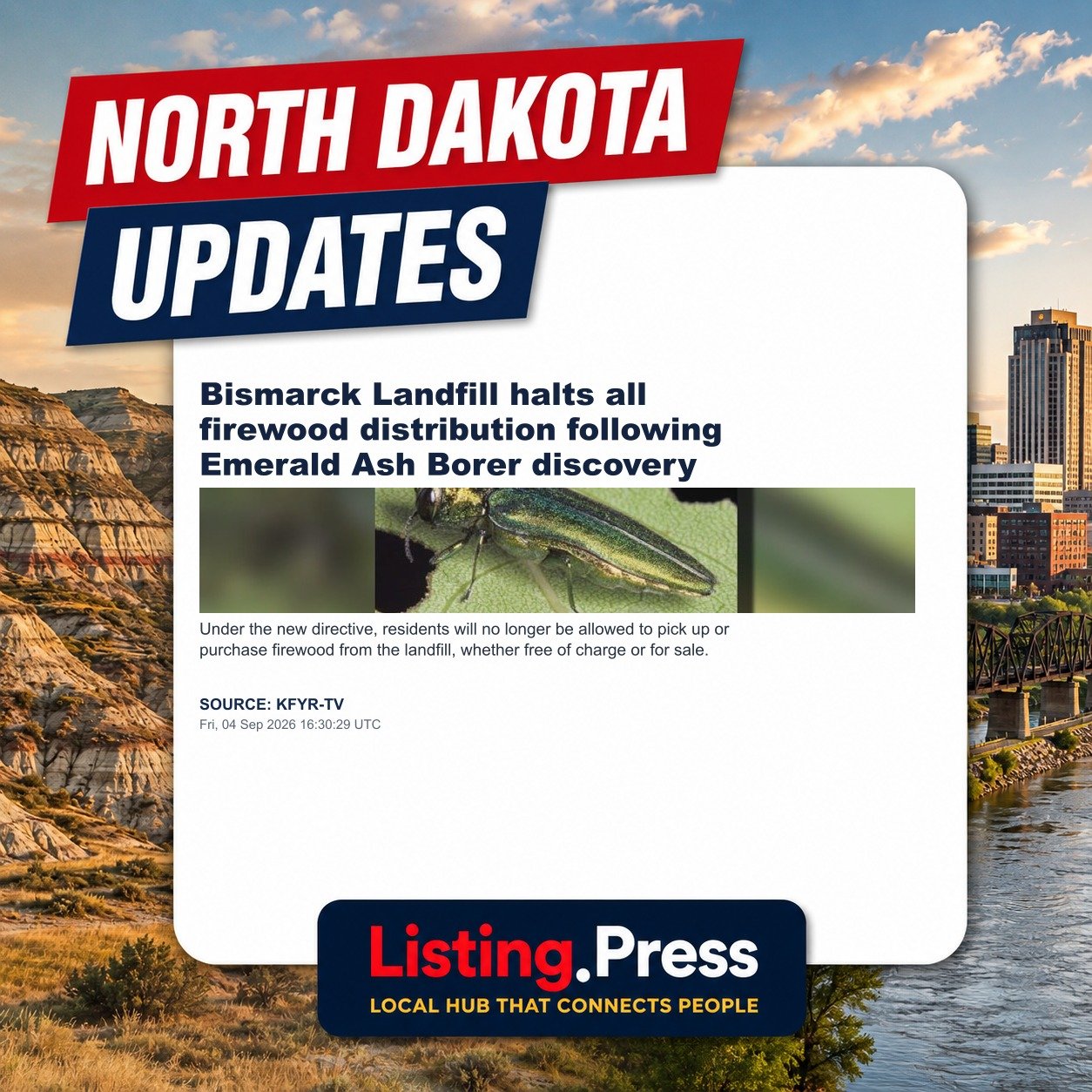 Bismarck Landfill halts all firewood distribution following Emerald Ash Borer discovery