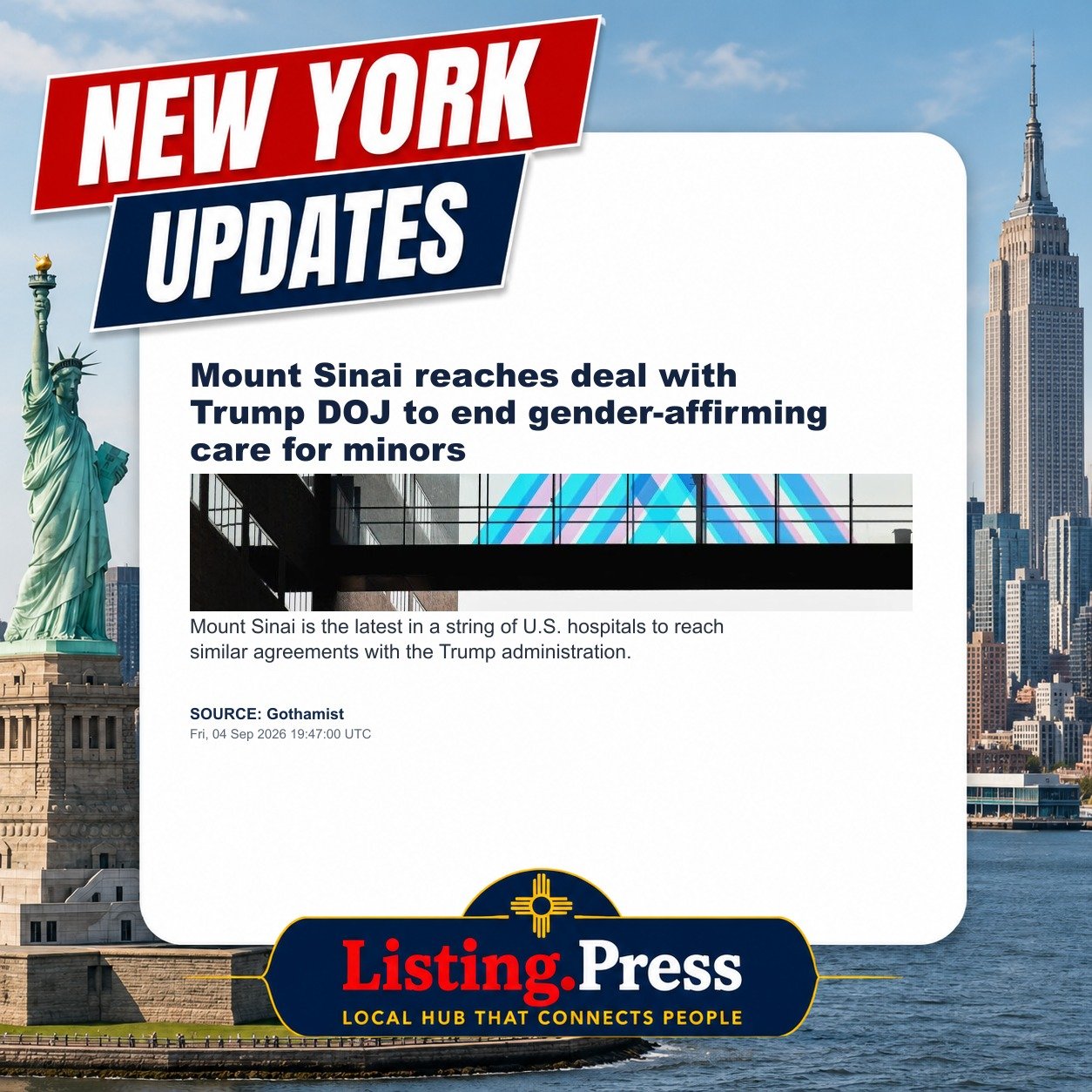 Mount Sinai reaches deal with Trump DOJ to end gender-affirming care for minors