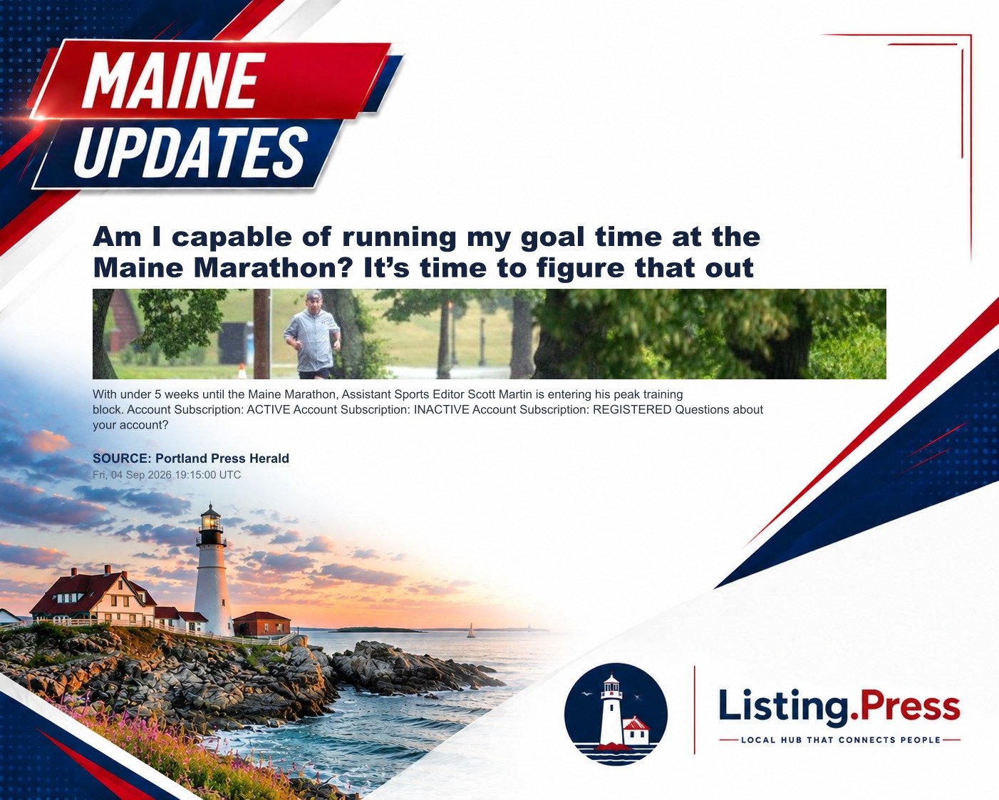 Am I capable of running my goal time at the Maine Marathon? It’s time to figure that out