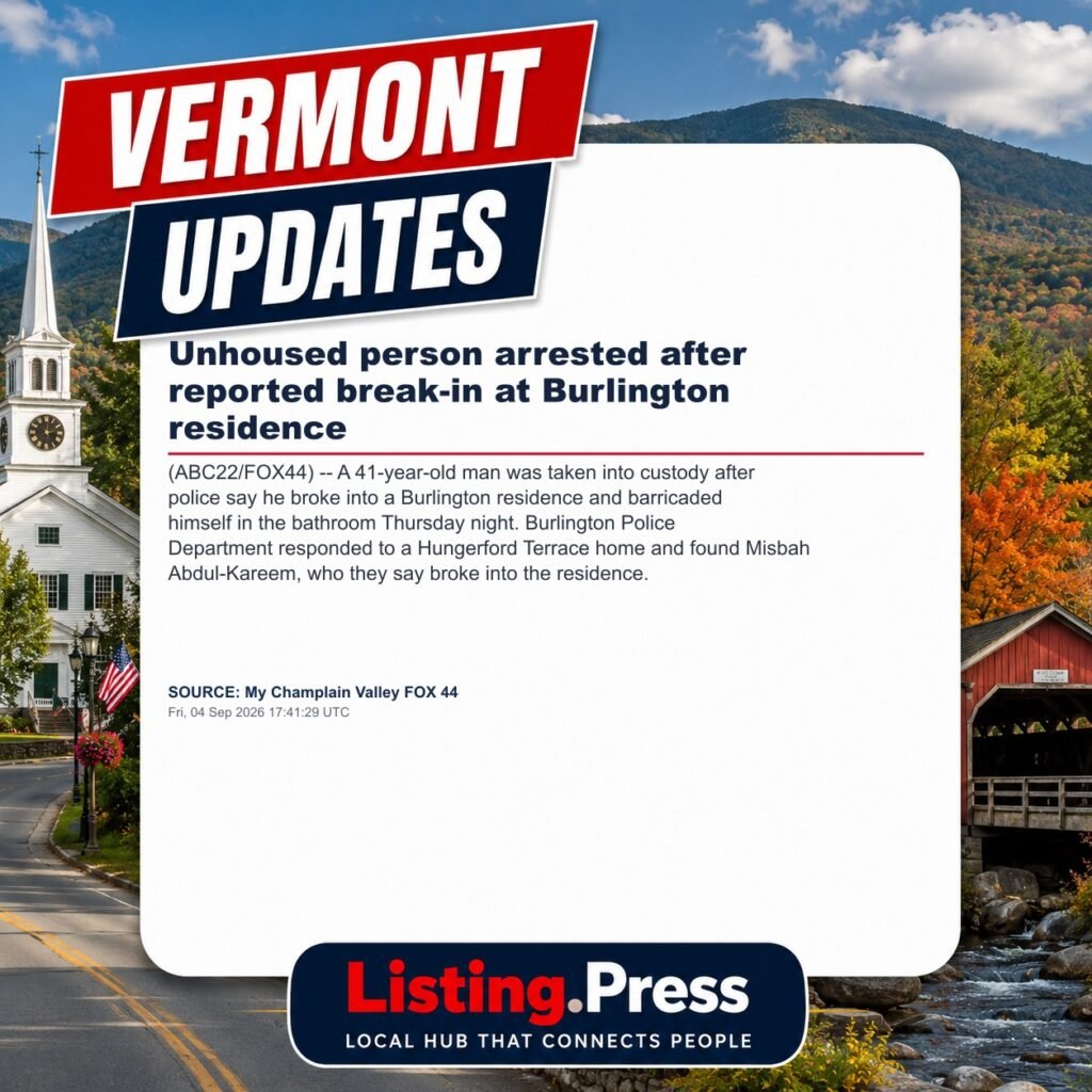 Unhoused person arrested after reported break-in at Burlington residence
