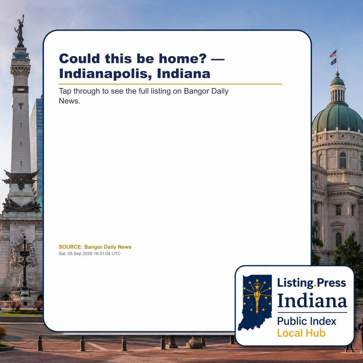 Could this be home? — Indianapolis, Indiana