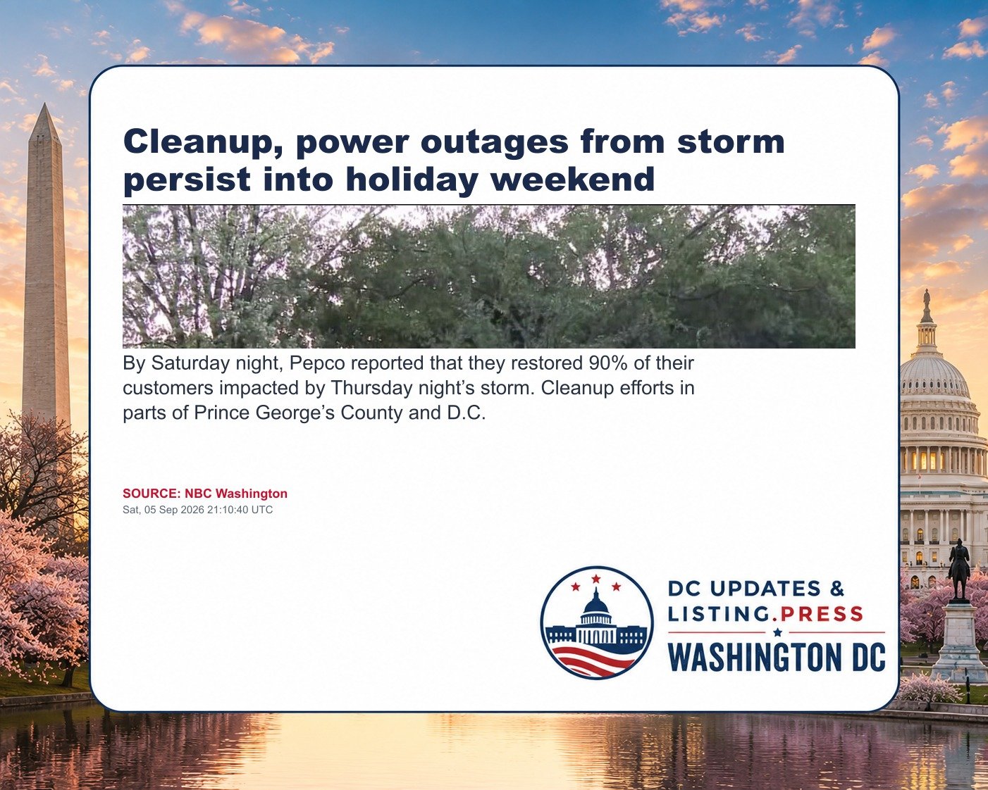 Cleanup, power outages from storm persist into holiday weekend