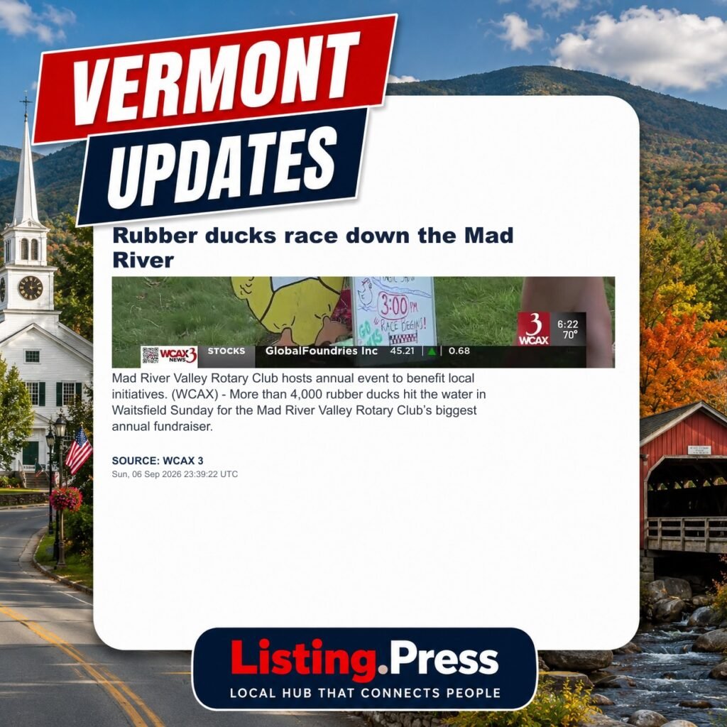 Rubber ducks race down the Mad River