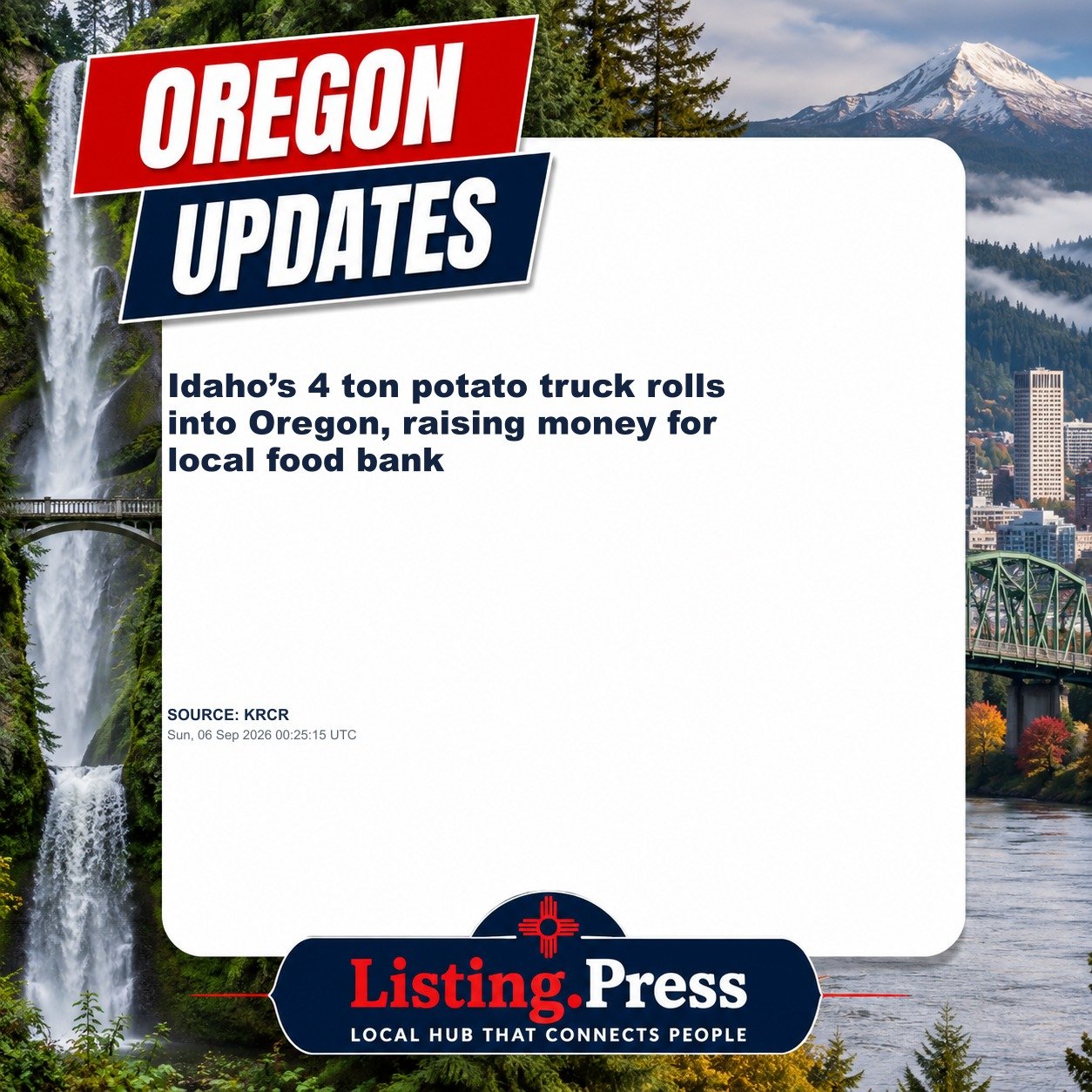 Idaho’s 4 ton potato truck rolls into Oregon, raising money for local food bank