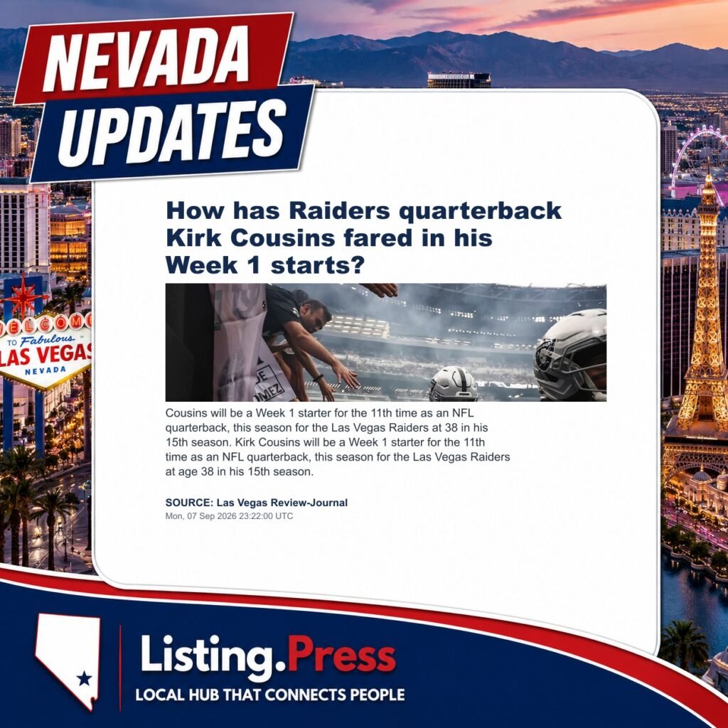 How has Raiders quarterback Kirk Cousins fared in his Week 1 starts?