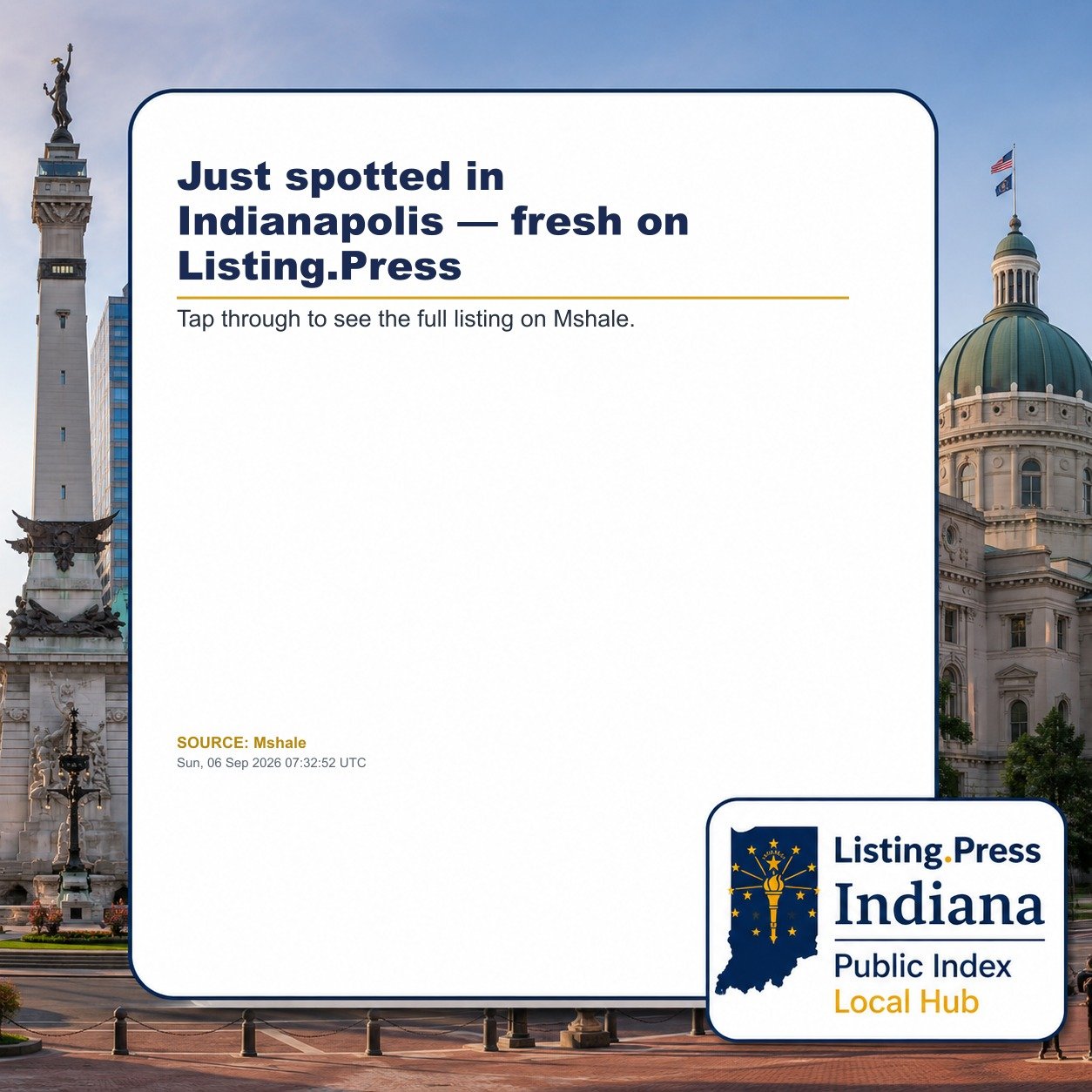 Just spotted in Indianapolis — fresh on Listing.Press