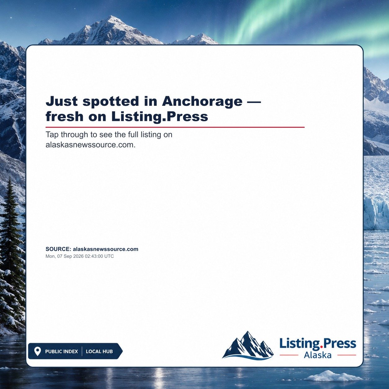 Just spotted in Anchorage — fresh on Listing.Press