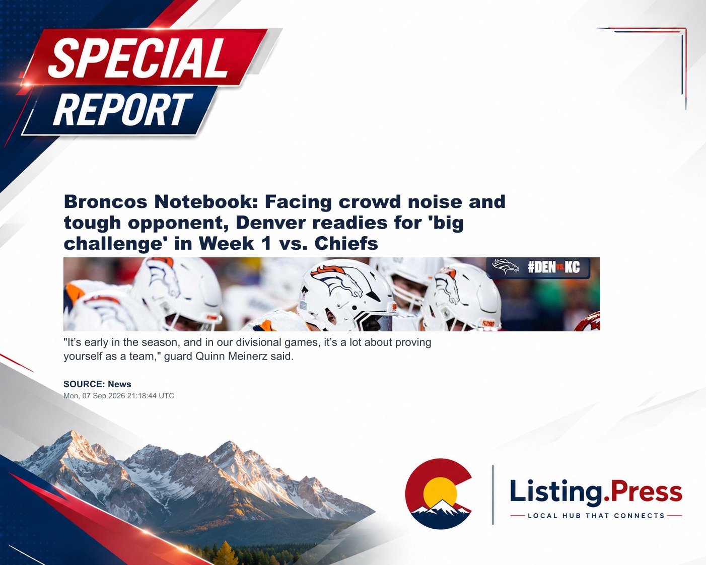 Broncos Notebook: Facing crowd noise and tough opponent, Denver readies for 'big challenge' in Week 1 vs. Chiefs