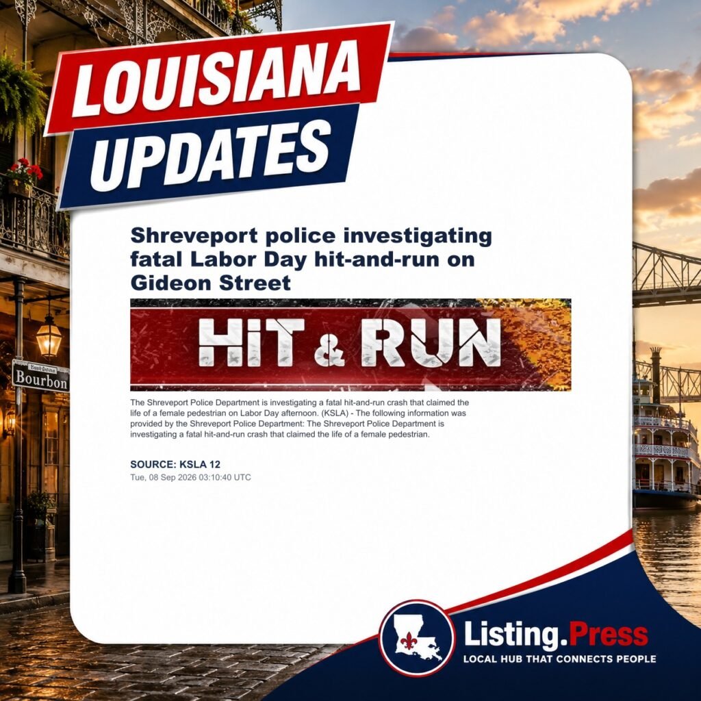 Shreveport police investigating fatal Labor Day hit-and-run on Gideon Street