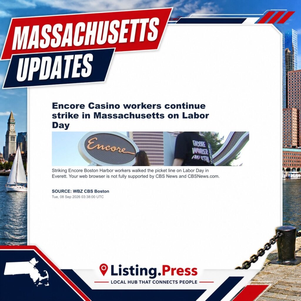 Encore Casino workers continue strike in Massachusetts on Labor Day