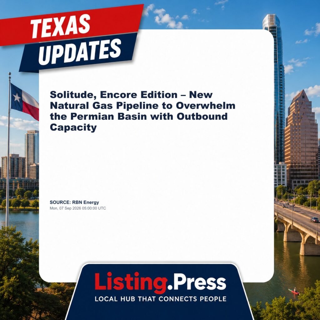 Solitude, Encore Edition – New Natural Gas Pipeline to Overwhelm the Permian Basin with Outbound Capacity