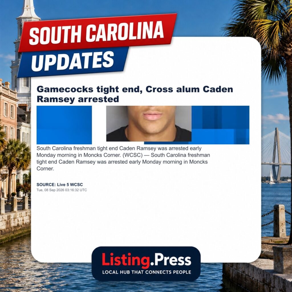 Gamecocks tight end, Cross alum Caden Ramsey arrested