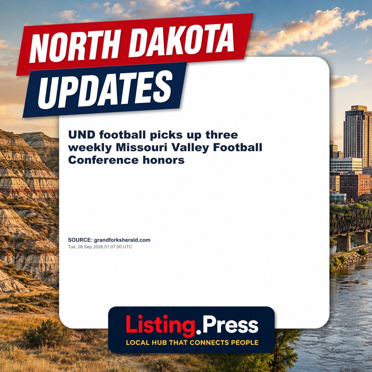 UND football picks up three weekly Missouri Valley Football Conference honors