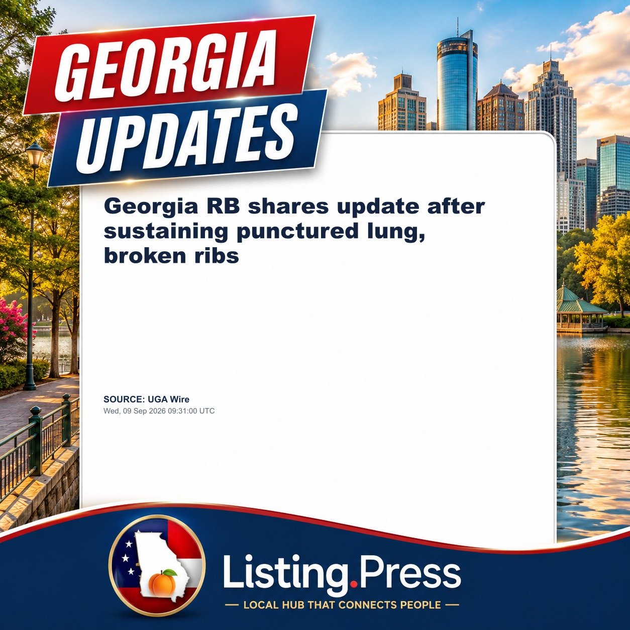 Georgia RB shares update after sustaining punctured lung, broken ribs