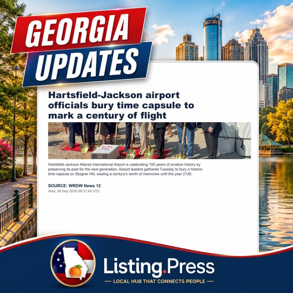 Hartsfield-Jackson airport officials bury time capsule to mark a century of flight
