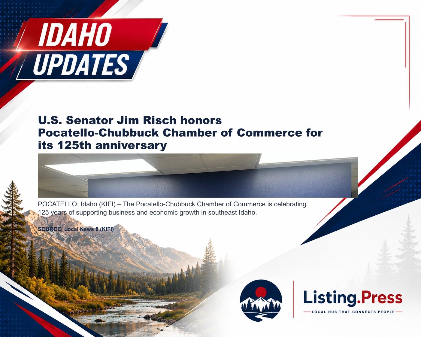 U.S. Senator Jim Risch honors Pocatello-Chubbuck Chamber of Commerce for its 125th anniversary