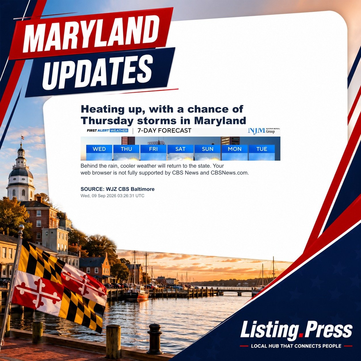 Heating up, with a chance of Thursday storms in Maryland