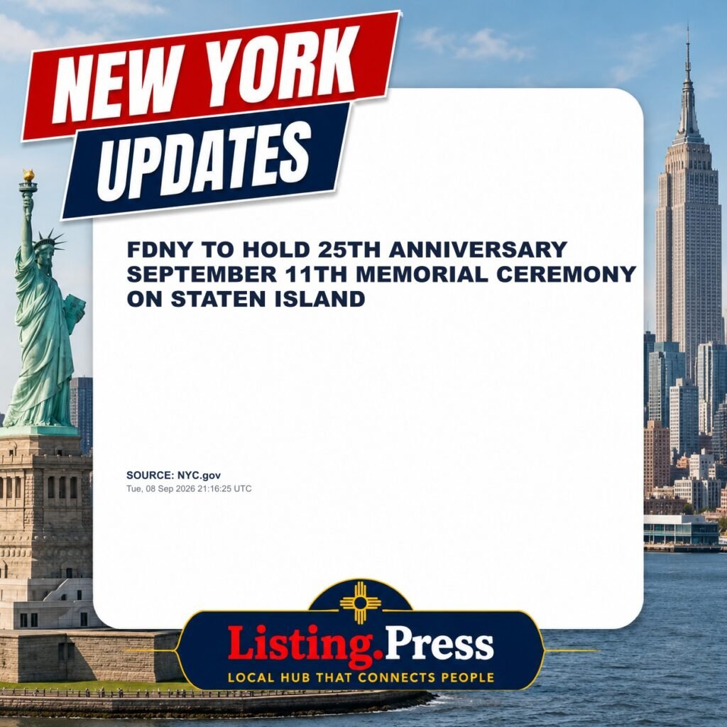 FDNY TO HOLD 25TH ANNIVERSARY SEPTEMBER 11TH MEMORIAL CEREMONY ON STATEN ISLAND